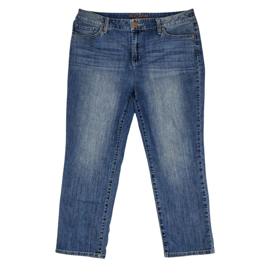 Chico's The Platinum Blue Jeans Womens Size 1.5 US 10 Cropped Stretch